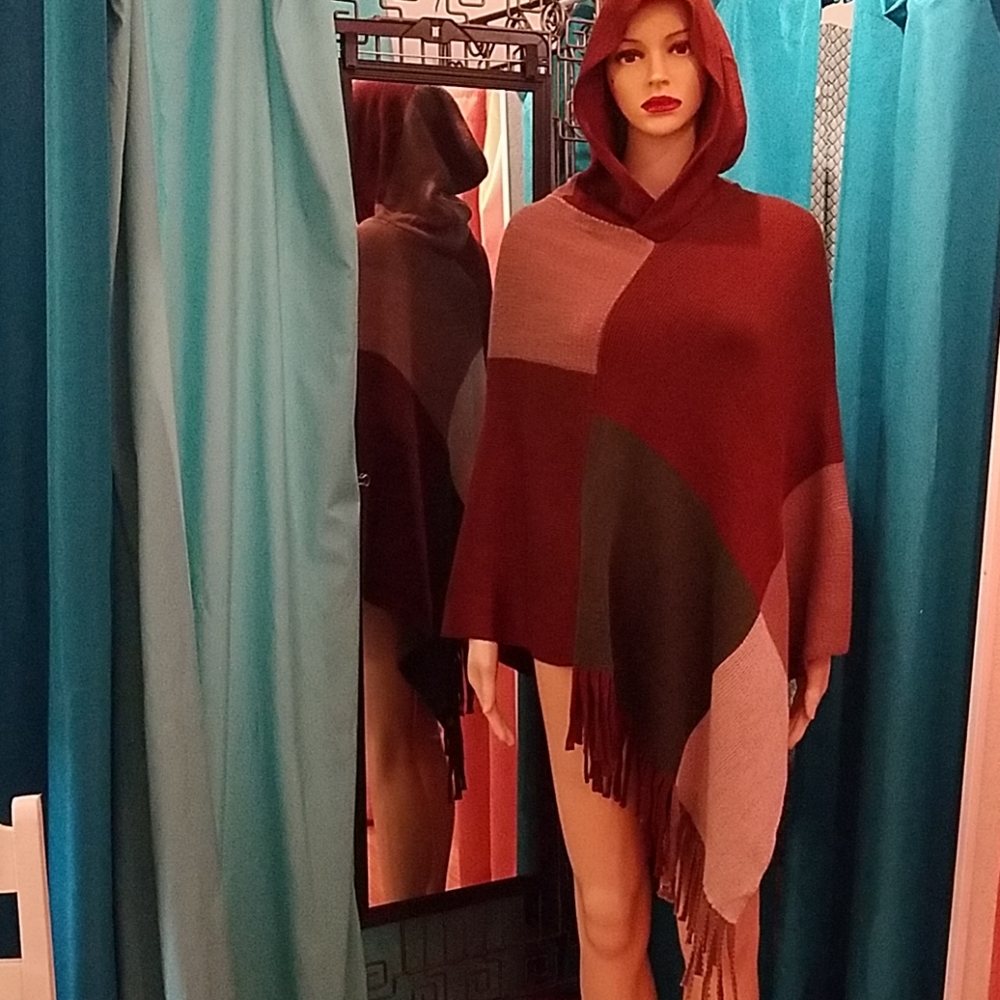 Hooded cape sweater